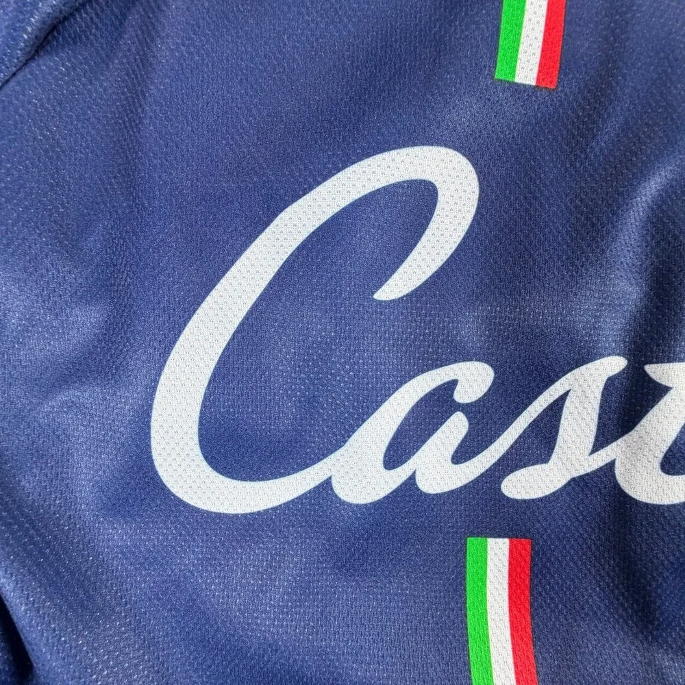 Castelli Mens XXL Navy Blue Full Zip Cycling Jacket Fleece Lined Italian Stripe